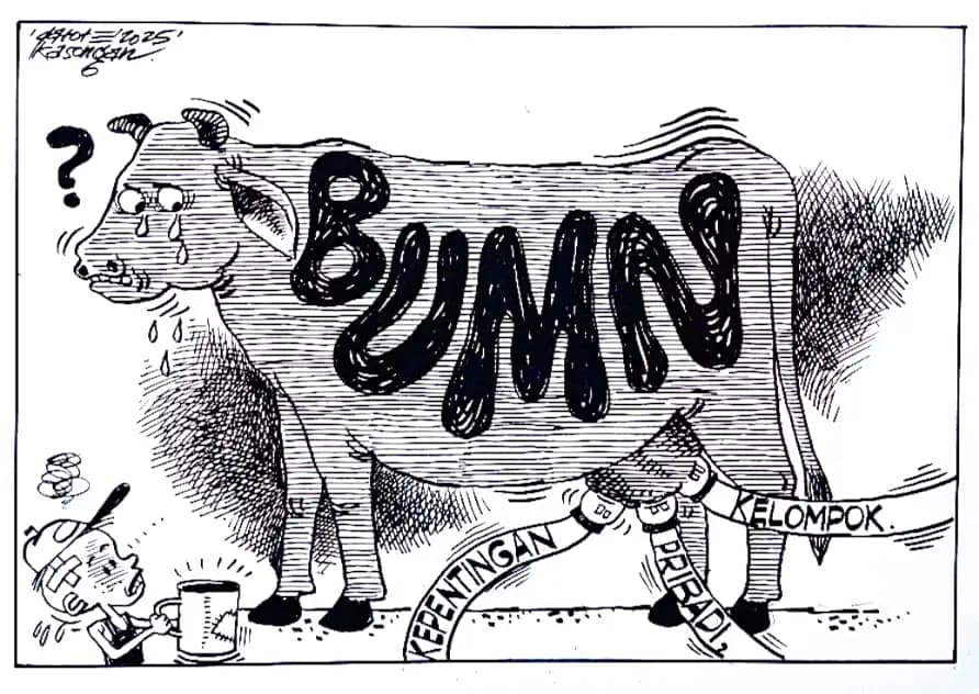 Karikatur - Ilustrasi - BUMN Seperti Sapi Perah (Dok MI)