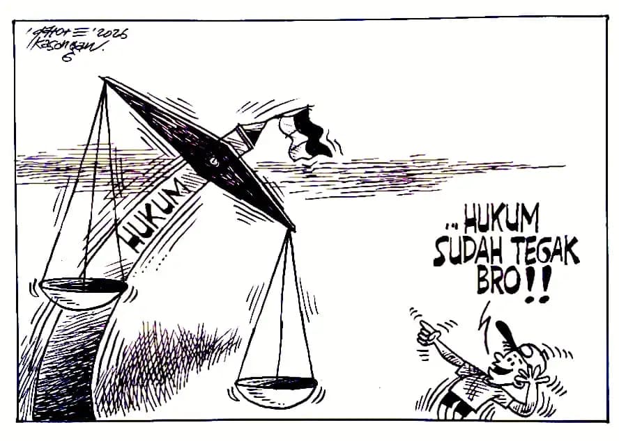 Karikatur - Ilsutrasi - Hukum Sudah Tegak Bro! (Dok MI)