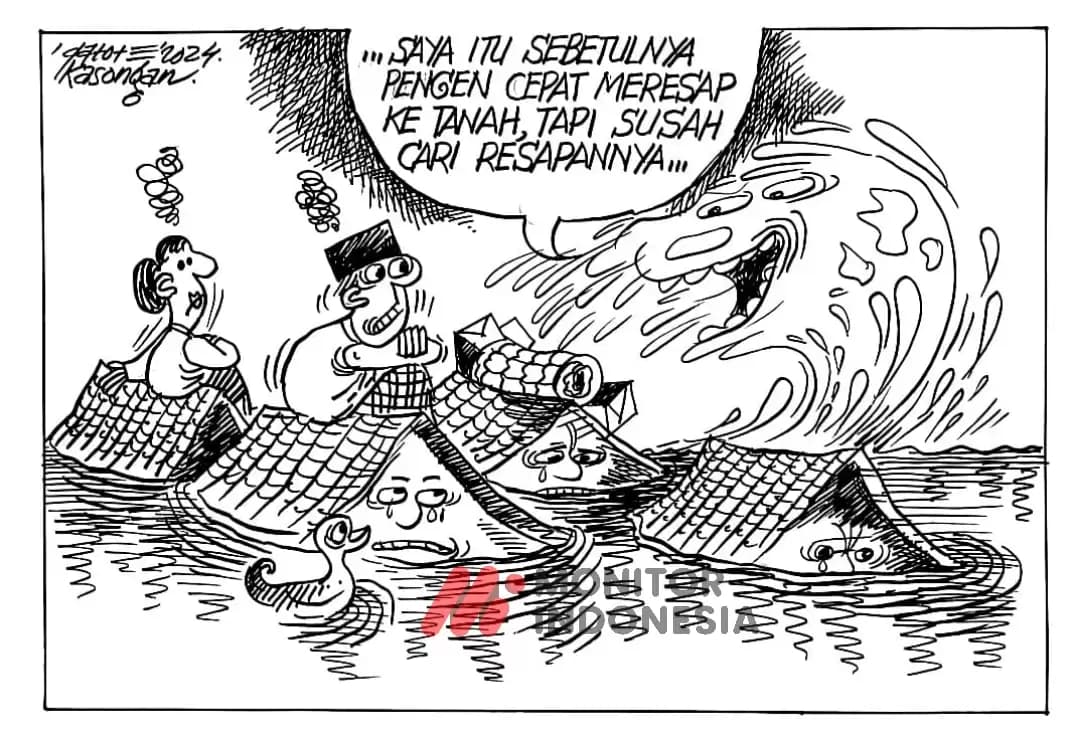 Karikatur - Ilustrasi - Susah Resapan Air