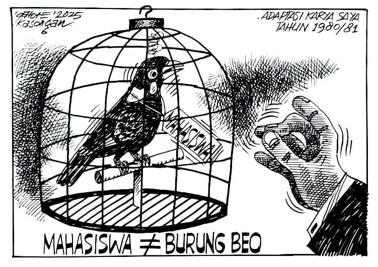 Karikatur - Ilustrasi - Mahasiswa Bukan Burung Beo (Monitorindonesia.com)