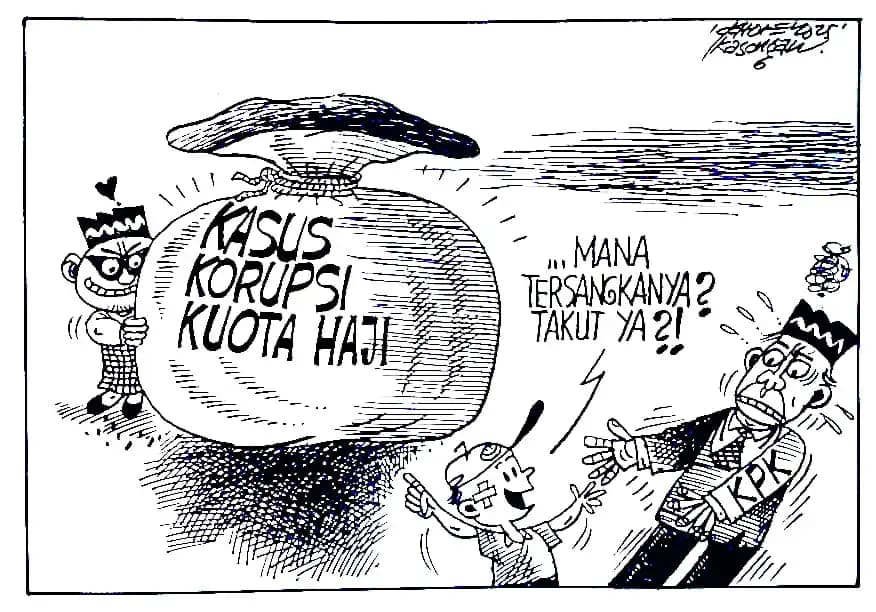 Karikatur - Ilustrasi Korupsi Kuota Haji (Gatot Eko Cahyono)