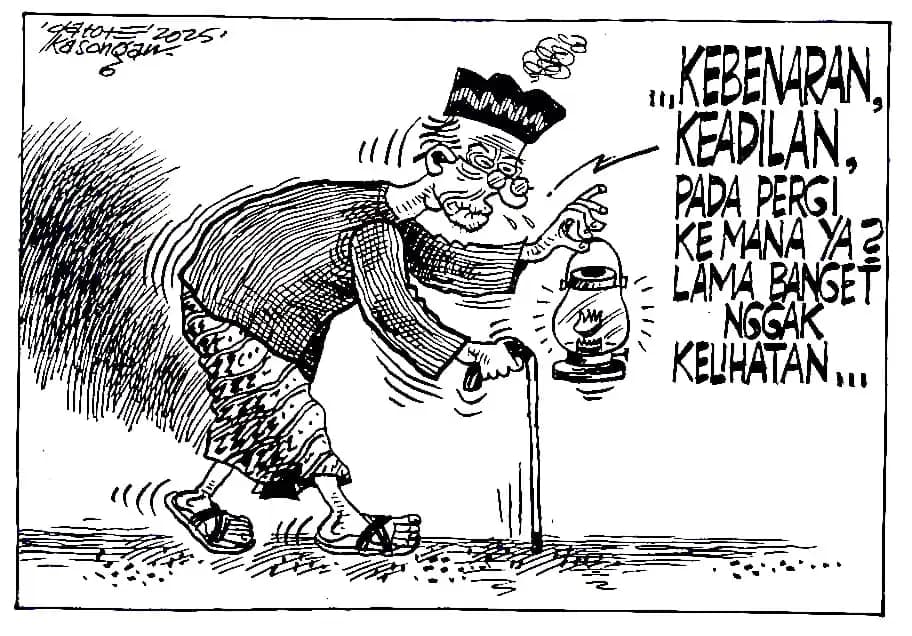 Karikatur - Ilustrasi - Mencari Kebenaran dan Keadilan (Dok MI)