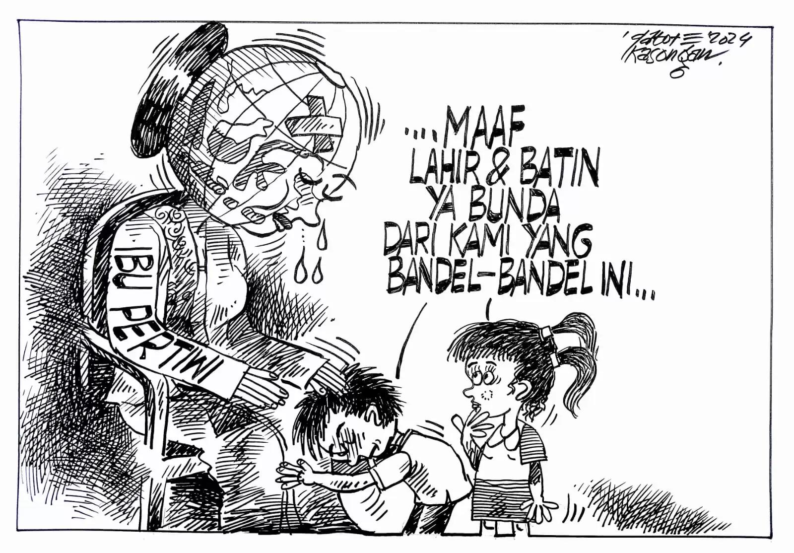 Karikatur - Ilustrasi Maaf Lahir Batin kepada Ibu Pertiwi