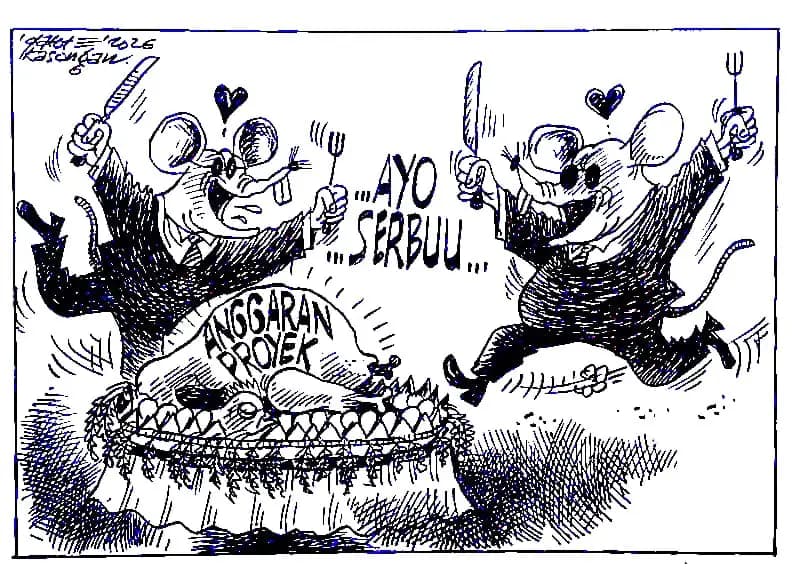 Karikatur - Ilustrasi - Bancakan Anggaran (Dok MI)
