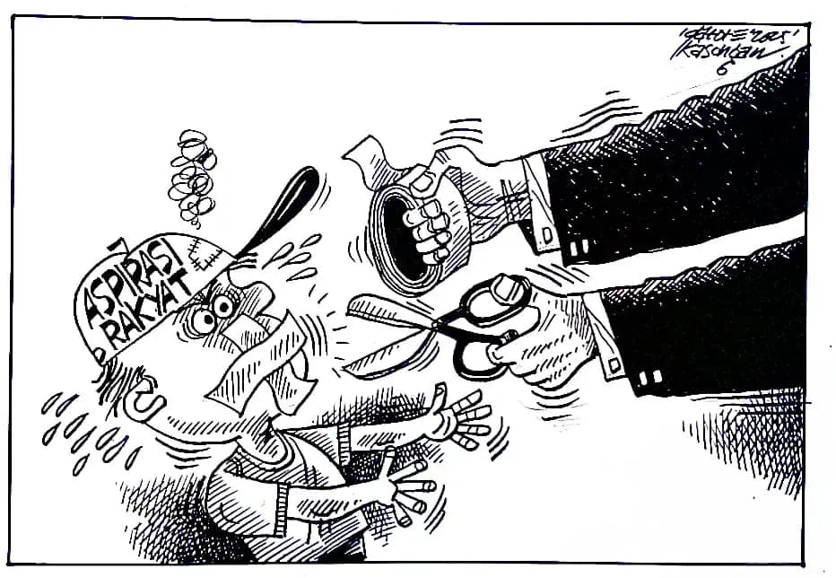 Karikatur - Ilustrasi - Pembungkaman. Dok MI