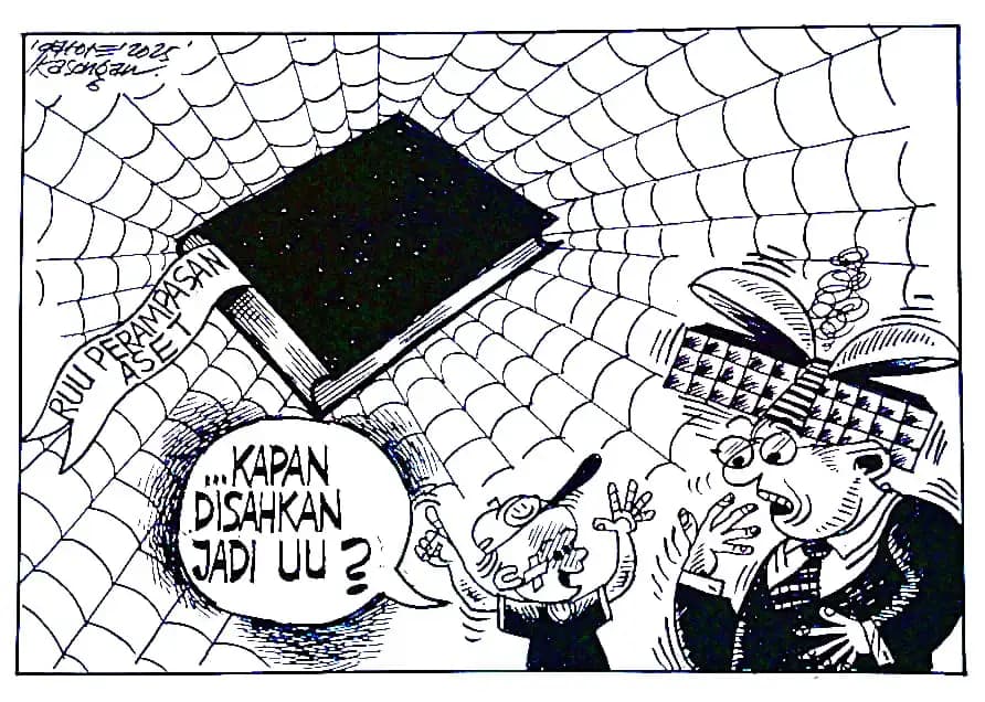 Karikatur - Ilustrasi - RUU Perampasan Aset Mangkrak (Dok MI)
