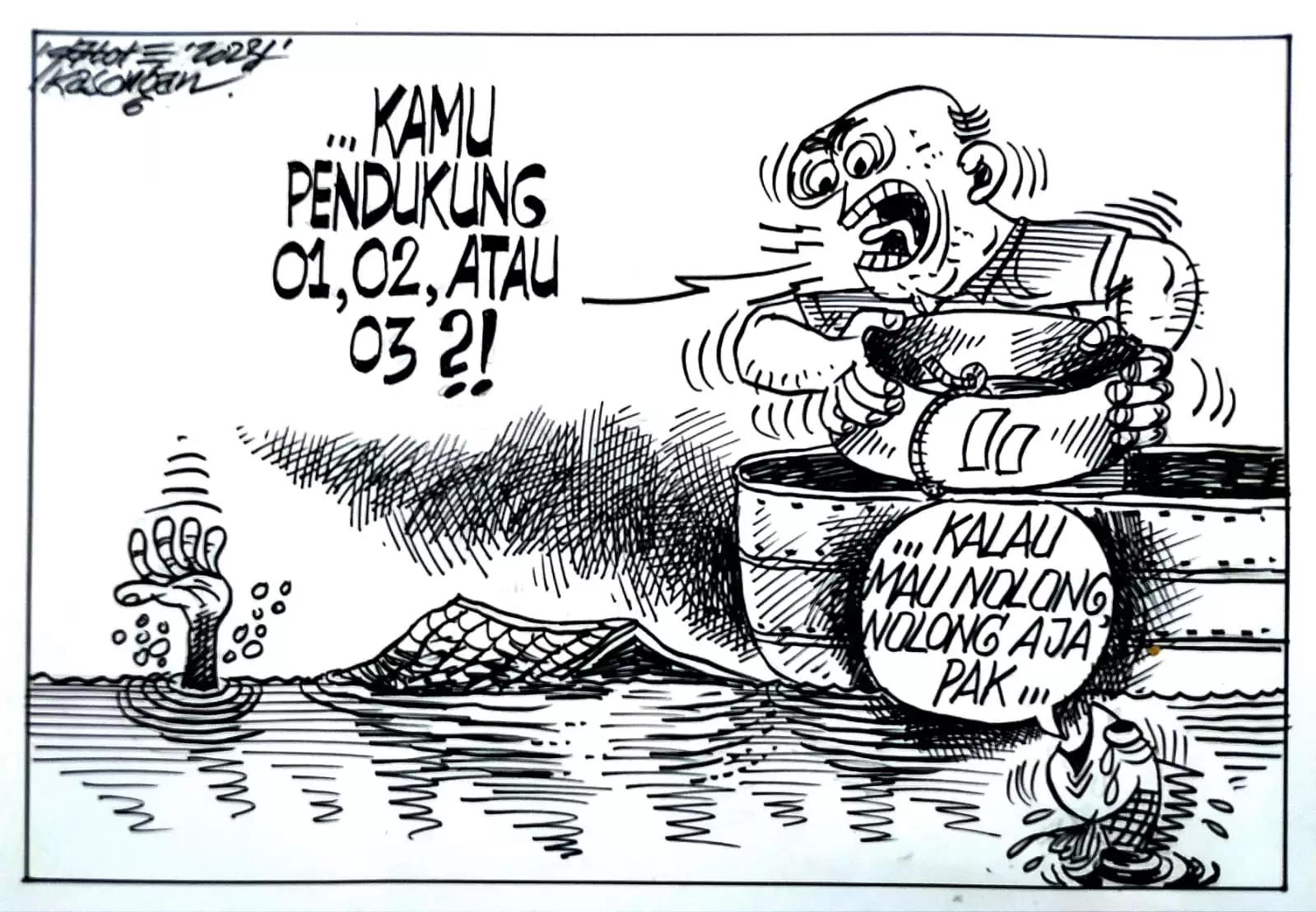 Karikatur - Ilustrasi - Kalau mau nolong, nolong aja pak