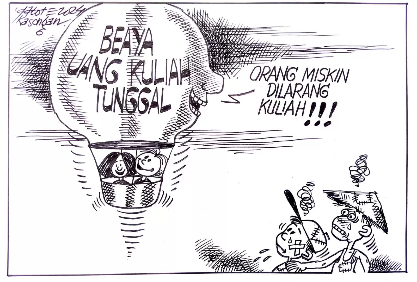Karikatur - Ilustrasi - Orang Miskin Dilarang Kuliah