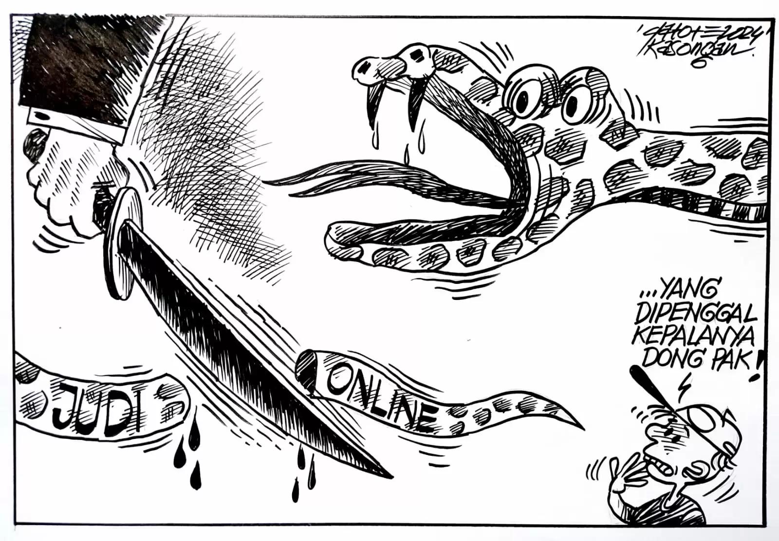 Karikatur - Ilustrasi - Pemberantasan Judi Online
