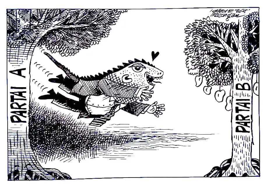 Karikatur - Ilustrasi - Politikus Bunglon