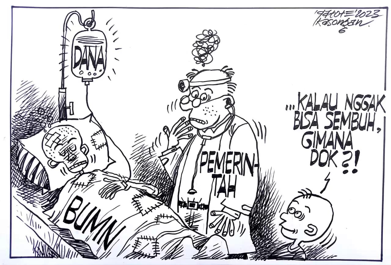Karikatur - Ilustrasi BUMN Sakit Parah