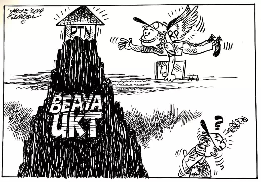 Karikatur - Ilustrasi - Tingginya Beaya UKT