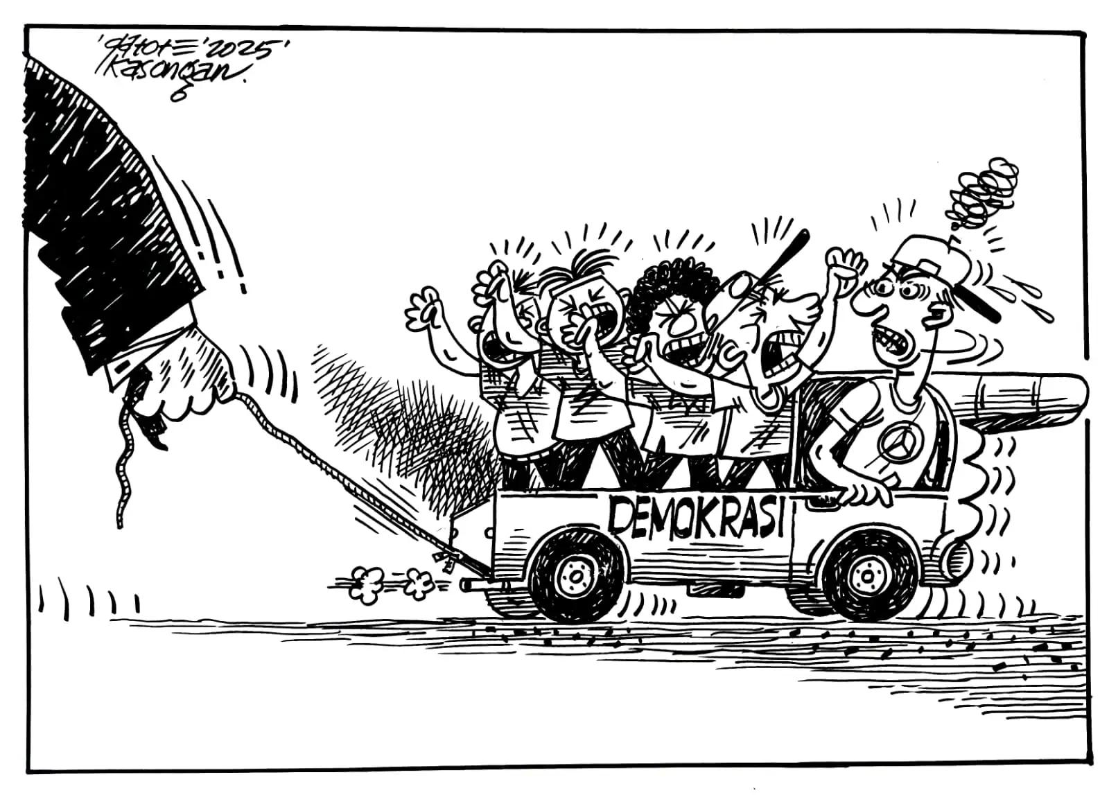 Karikatur - Ilustrasi - Demokrasi yang Terhambat (Monitorindonesia.com)