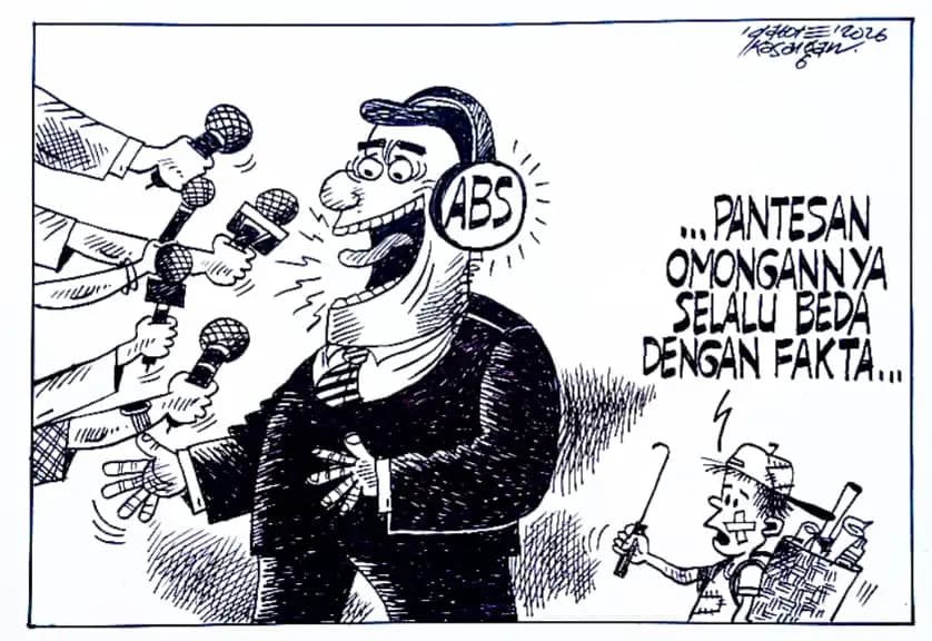 Karikatur - Ilustrasi - Omongannya Selalu Beda dengan Fakta (Dok MI)