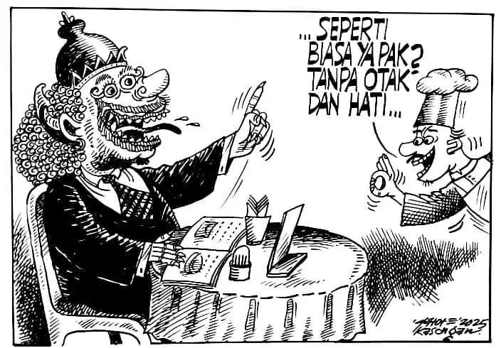 Karikatur - Ilustrasi -  Tanpa Otak dan Hati (Monitorindonesia.com)