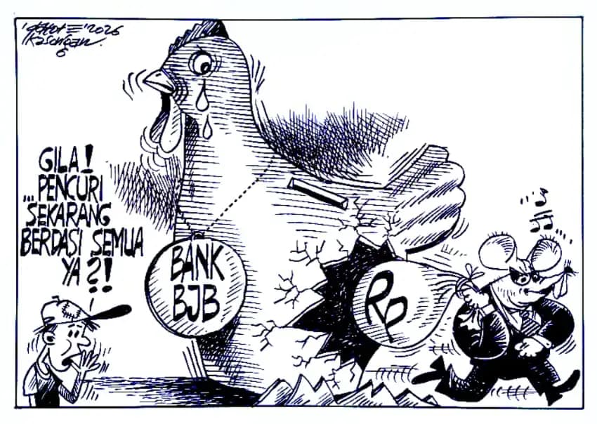 Karikatur - Ilsutrasi - Bank BJB Kebobolan (Dok MI)