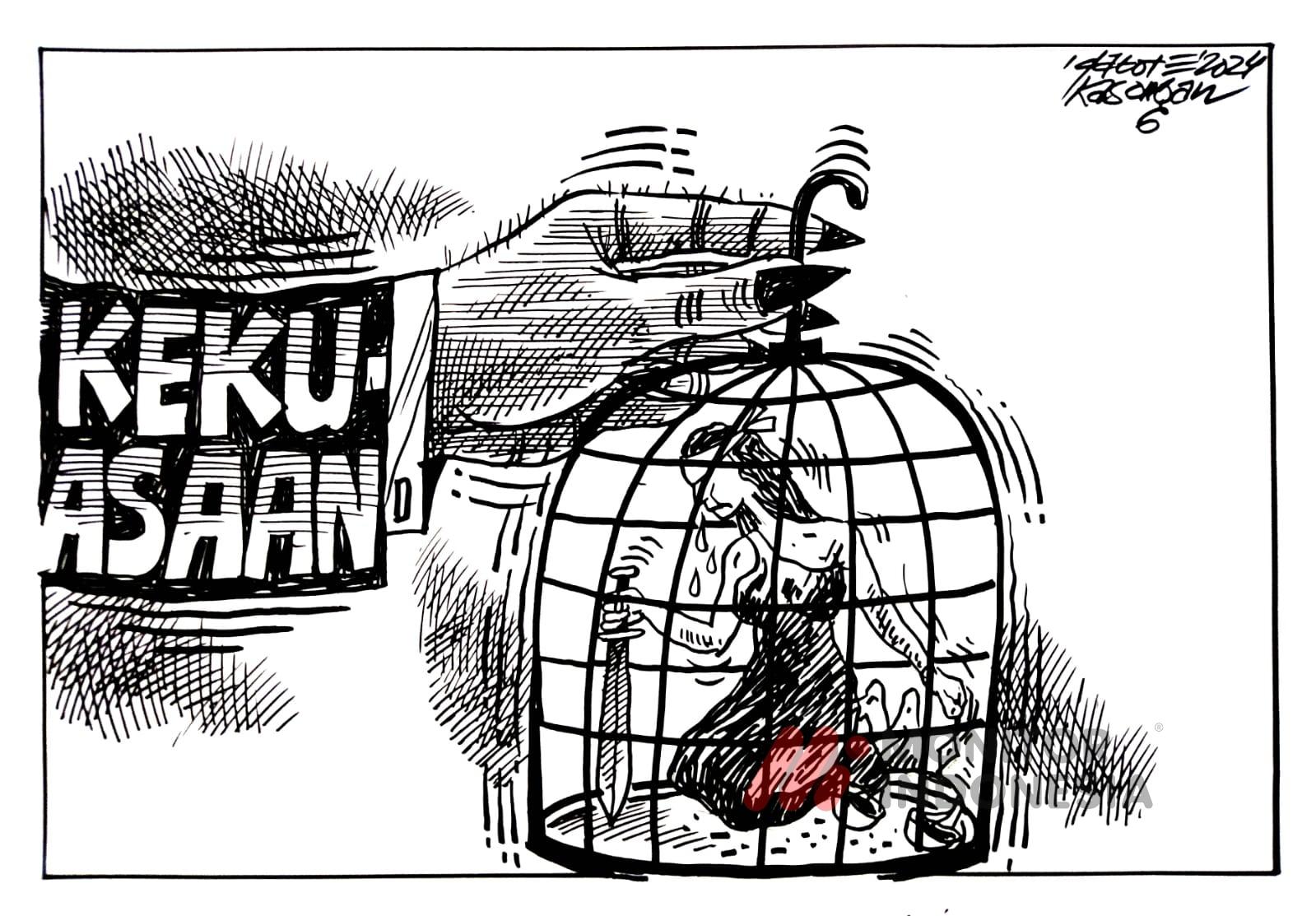 Karikatur - Ilustrasi - Terpenjarakan oleh Kekuasaan