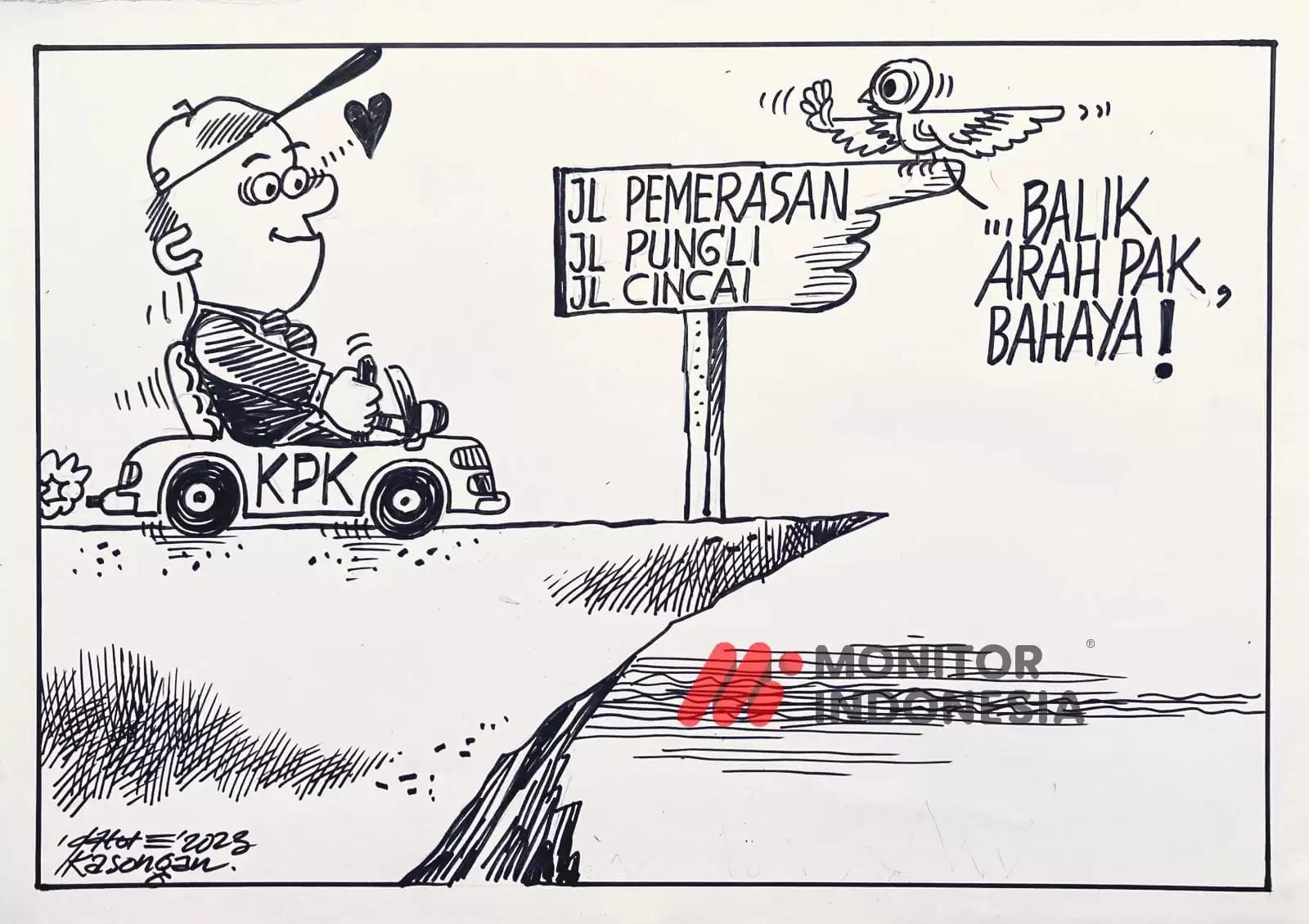 Karikatur - Ilustrasi - KPK lewat jalan bahaya (Monitorindonesia.com)
