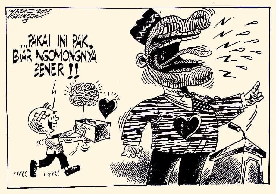 Karikatur - Ilustrasi - Biar Ngomongnya Bener (Foto: Dok MI/Gatot Eko Cahyono)