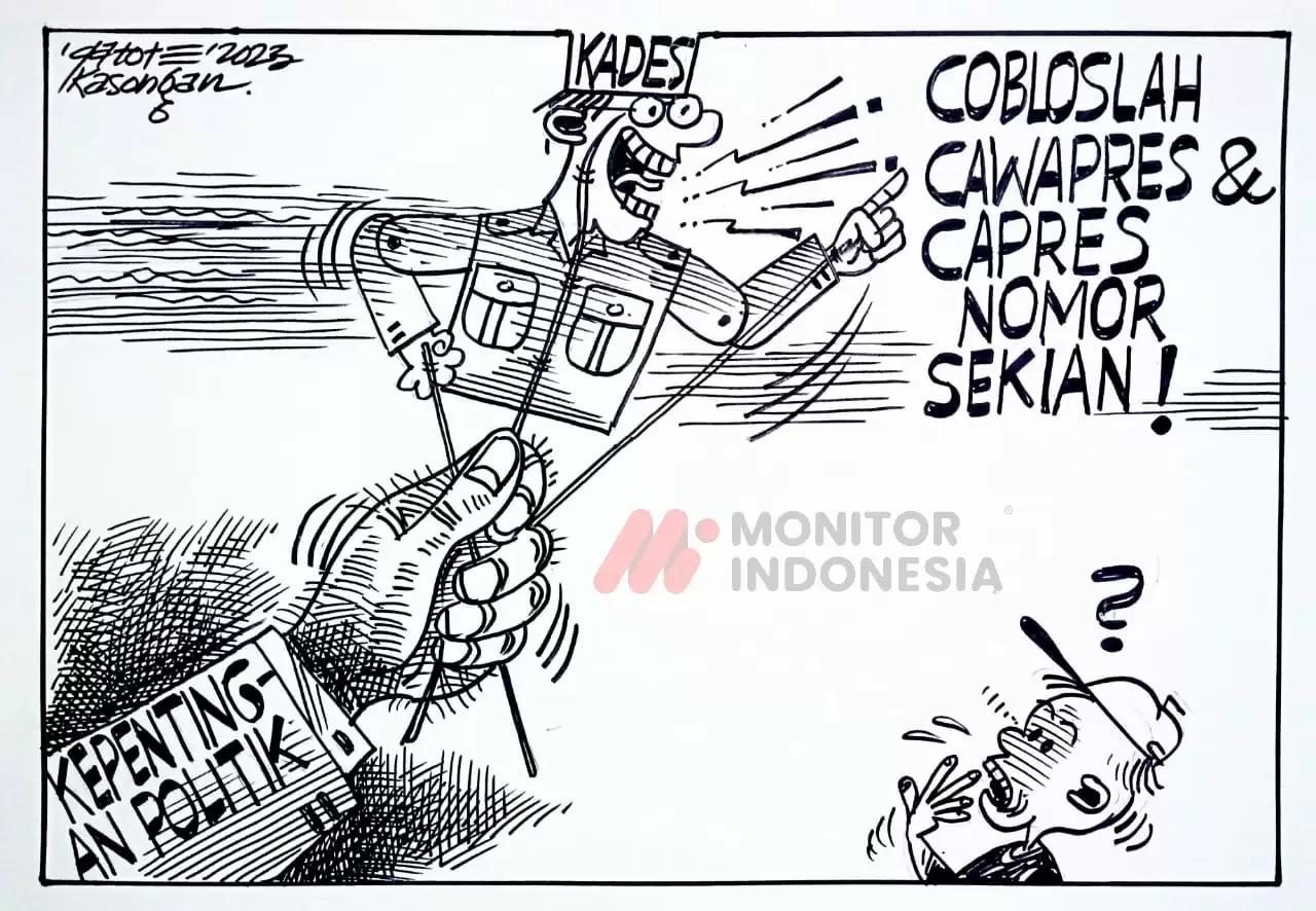 Karikatur - Ilustrasi - Wayang Kades - Pilpres 2024 (Monitorindonesia.com)