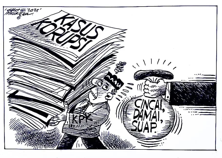 Karikatur - Ilustrasi - Godaan Korupsi (Gatot Eko Cahyono)