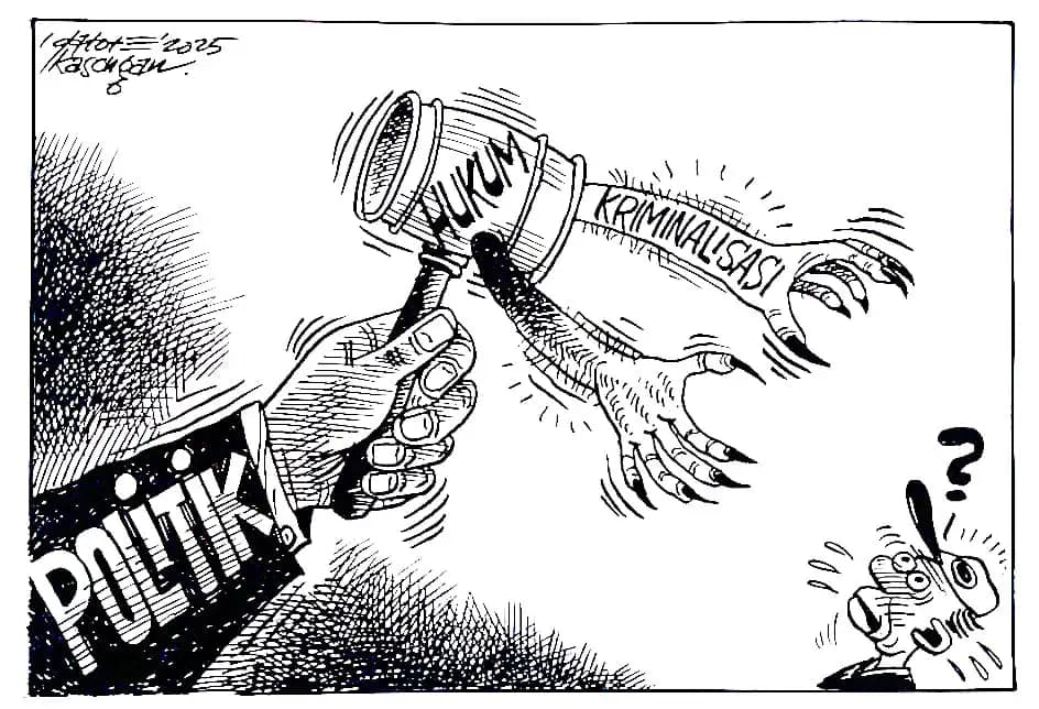 Karikatur - Ilustrasi - Kriminalisasi Politik (Fok MI)