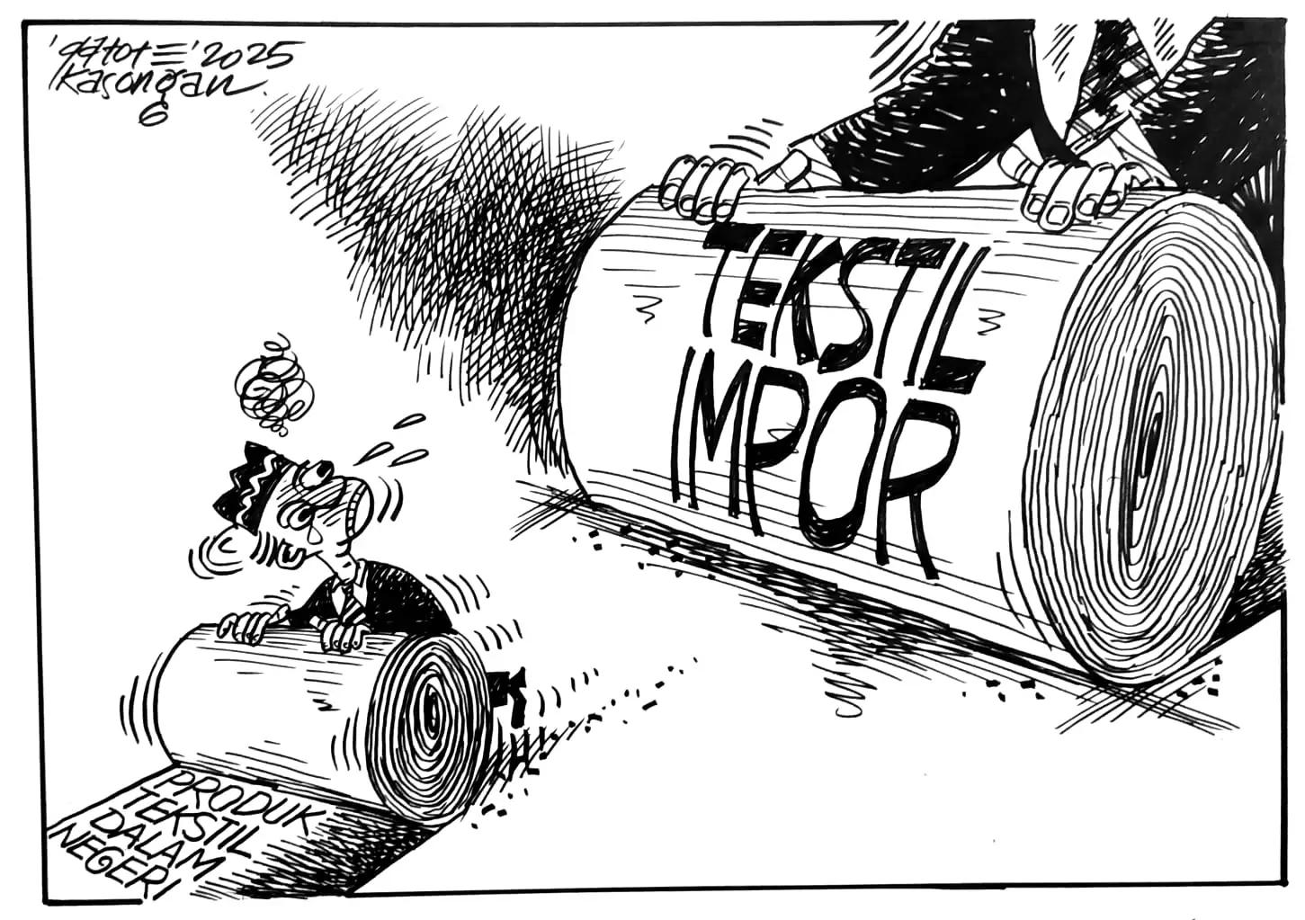 Karikatur - Ilustrasi - Ancaman Produk Tekstil Dalam Negeri (Monitorindonesia.com)