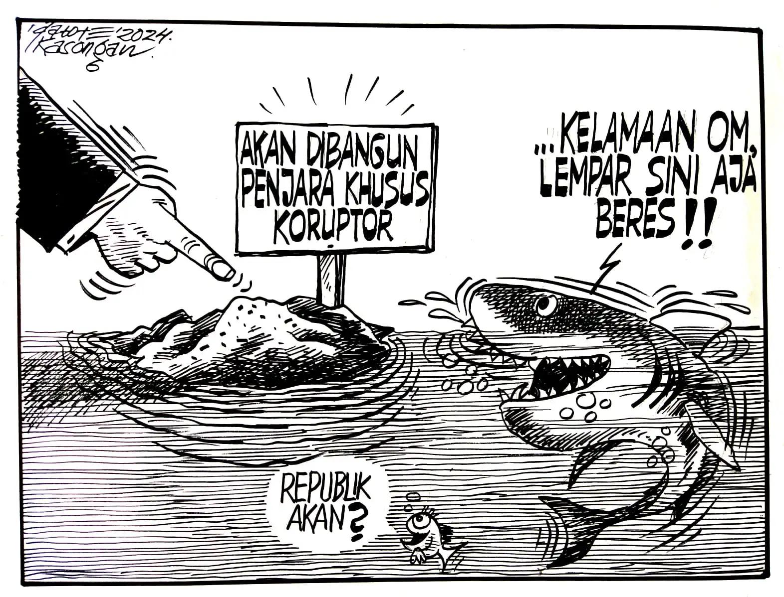 Ilustrasi - Karikatur - Wacana Penjara Khusus Koruptor (Monitorindonesia.com)
