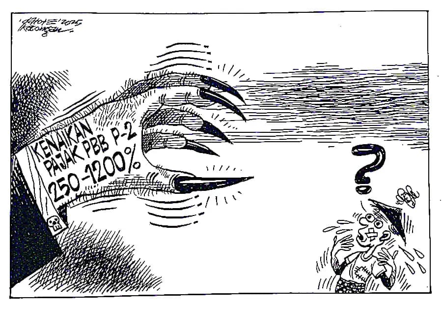 Karikatur - Ilustrasi - Kenaikan Pajak PBB Gila-gilaan (Dok MI)
