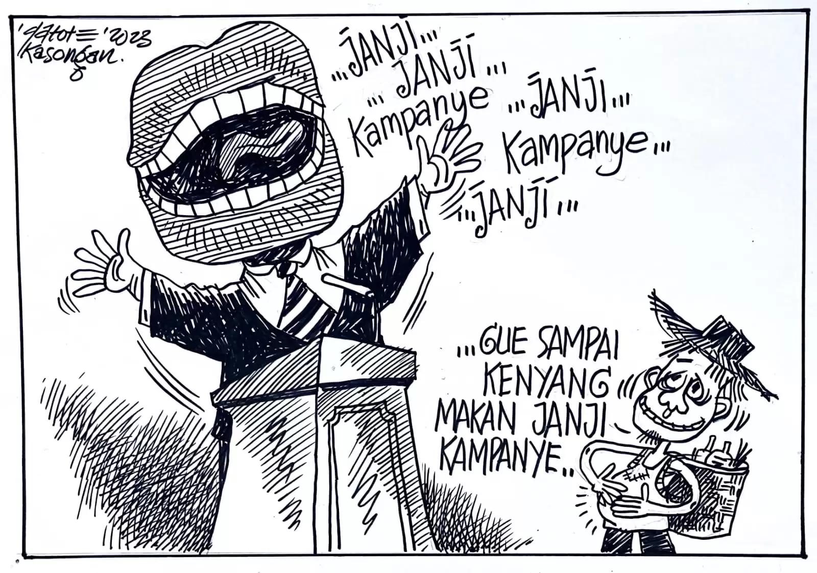 Karikatur - Ilustrasi - Kenyang Janji Kampanye