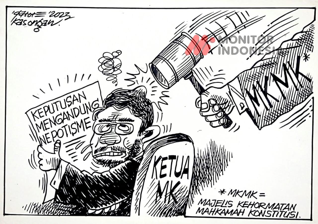 Karikatur - Ilustrasi - Teguran MKMK (Monitorindonesia.com)