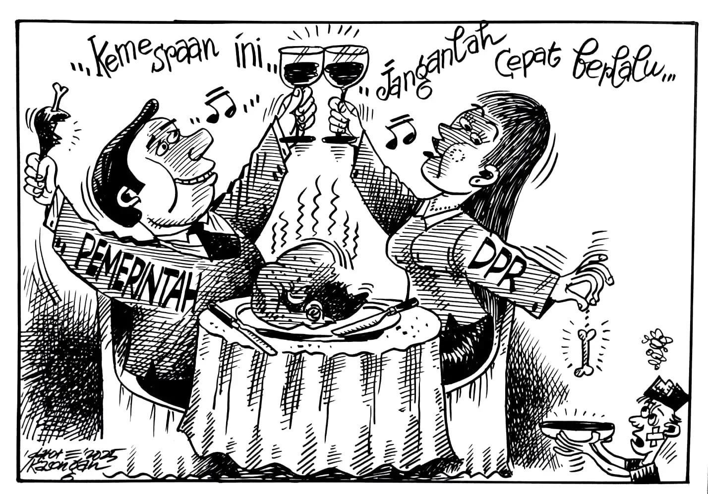 Karikatur - Ilustrasi - Pemerintah dan DPR: ''Kemesraan ini janganlah cepat berlalu...'' (Dok MI)