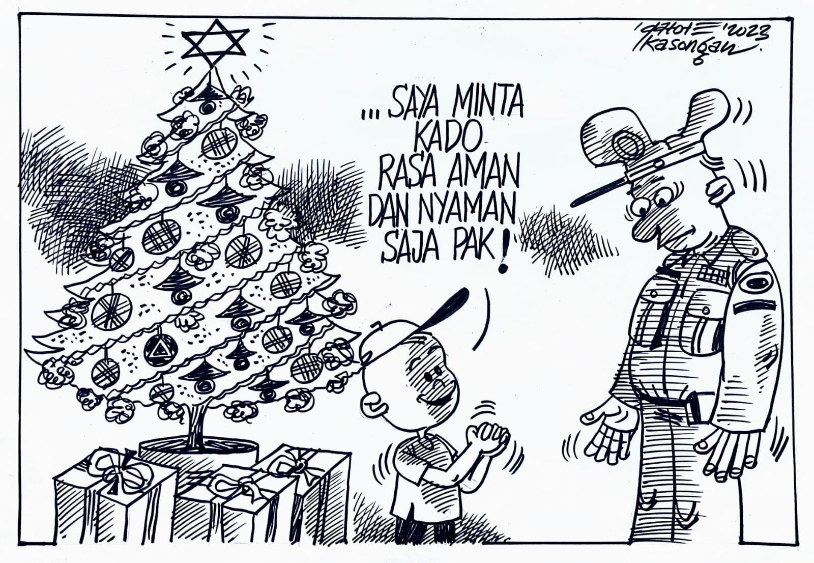 Karikatur - Ilustrasi - Kado Natal Rasa Aman dan Nyaman