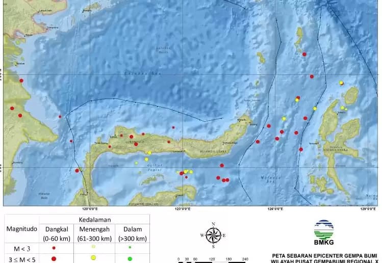 BMKG Manado: 58 Kali Gempa Tektonik Menggetarkan Wilayah Sulut
