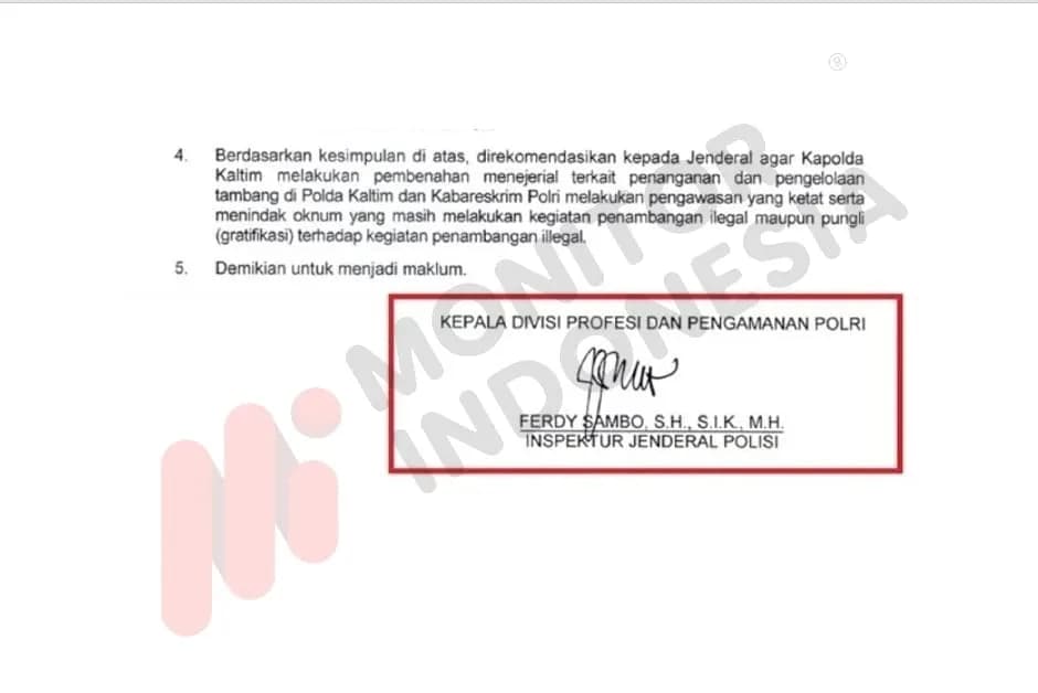 Menilik LHP Ferdy Sambo Mafia Tambang  di Tengah Koordinasi KPK–Kortas Tipikor Polri