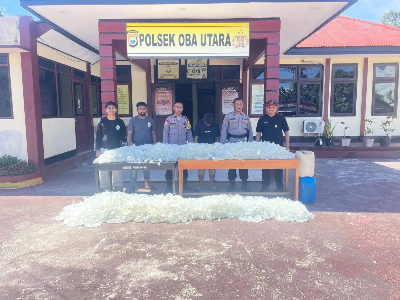 Polsek Oba Utara Sergap Pengangkut Cap Tikus, 2 Galon dan 881 Kantong Disita