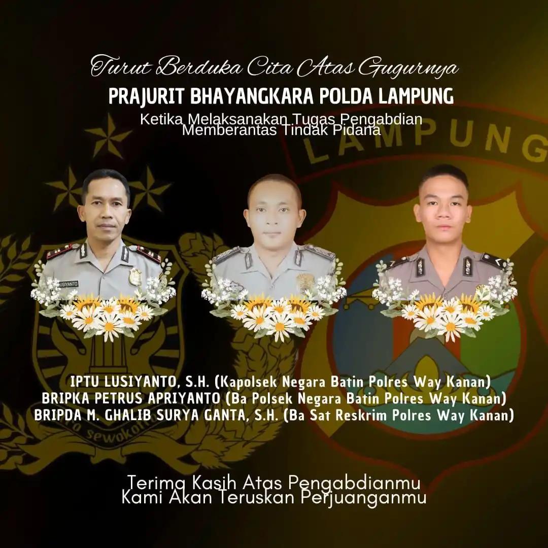 3 Anggota Polres Way Kanan Lampung Tewas saat Gerebek Judi Sabung Ayam, Pelaku Diduga Oknum Aparat Keamanan
