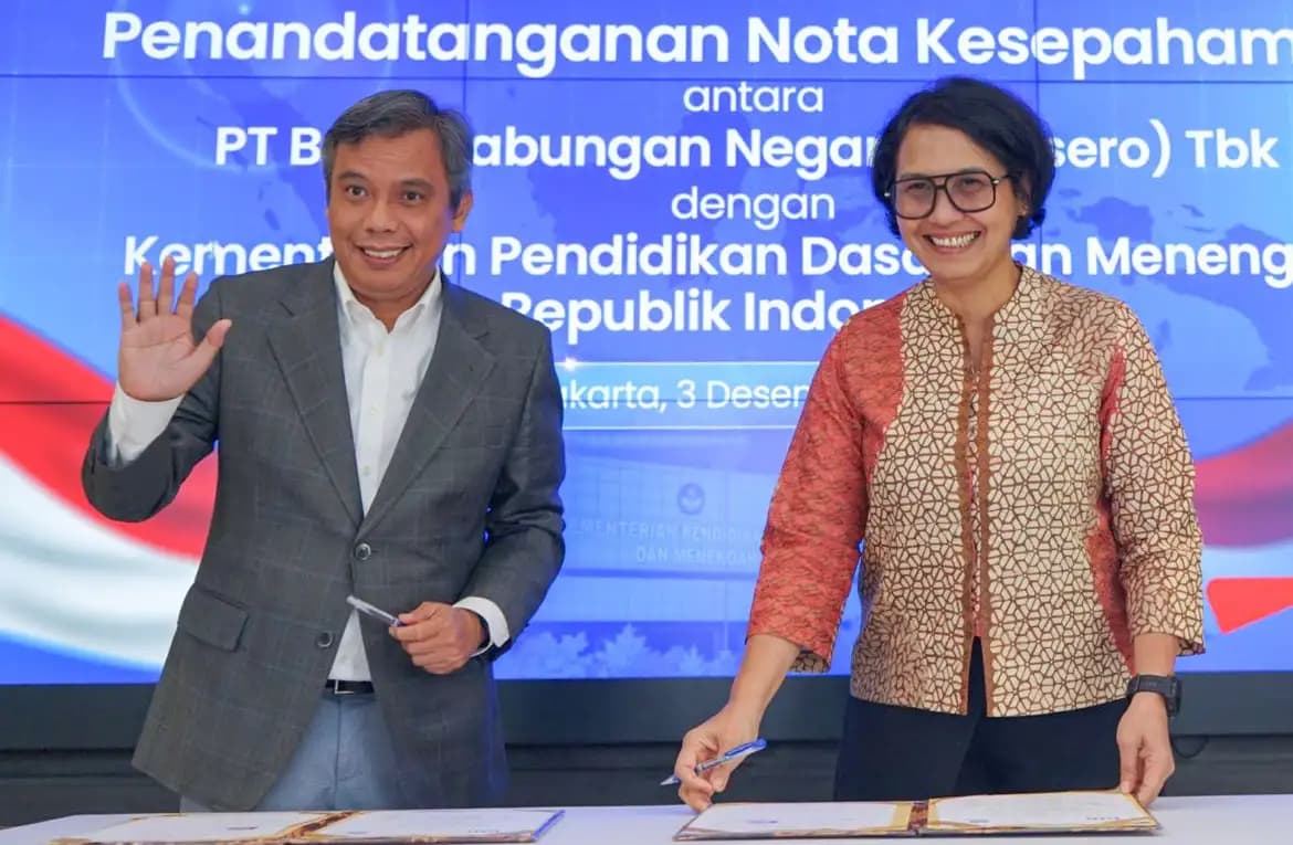 Direktur Utama BTN Nixon LP Napitupulu dan Sekretaris Jenderal Kemendikdasmen Suharti (Foto: Dok BTN)