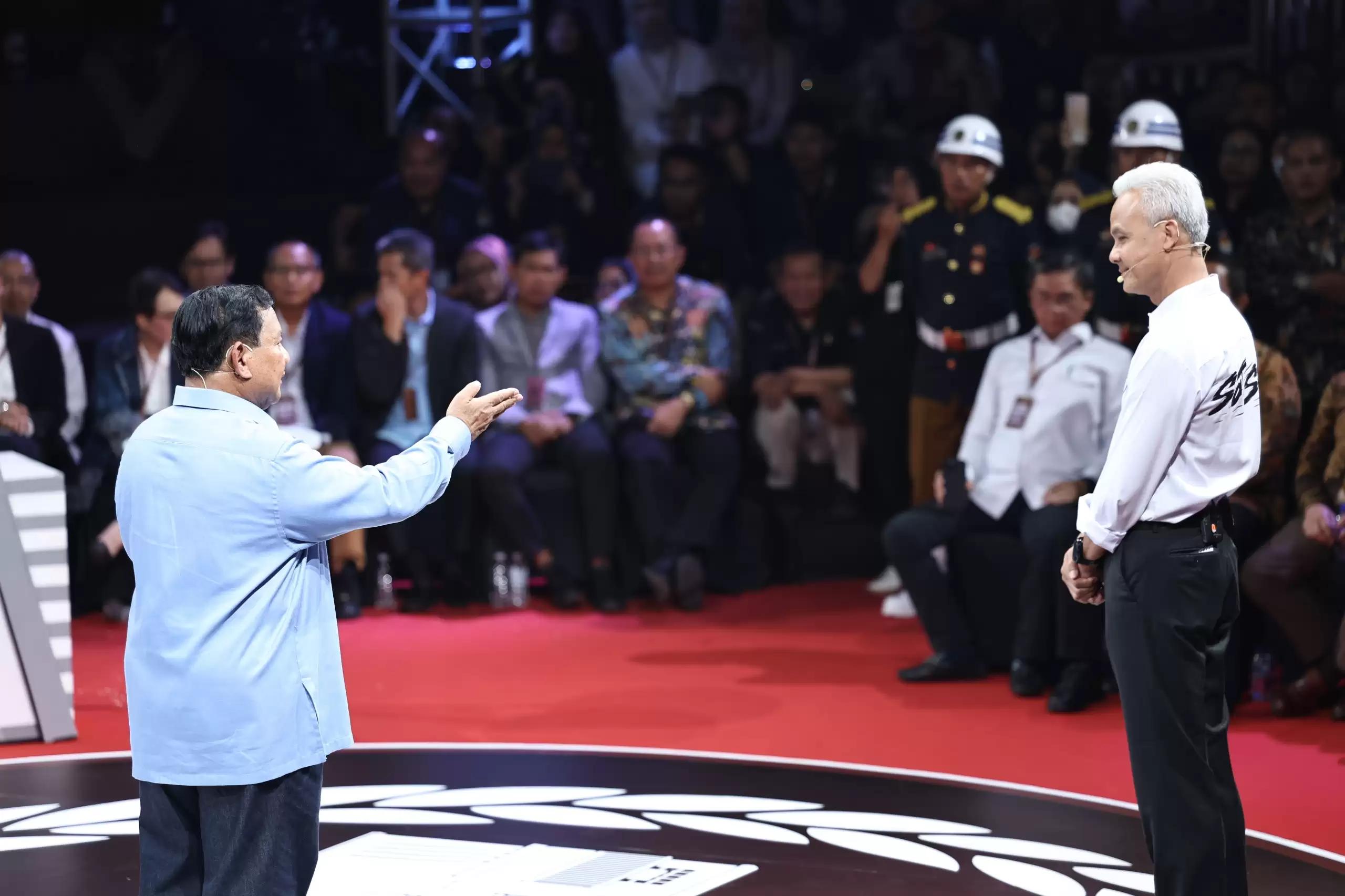 Prabowo Subianto dalam arena debat pilpres (Foto: MI/Dhanis)