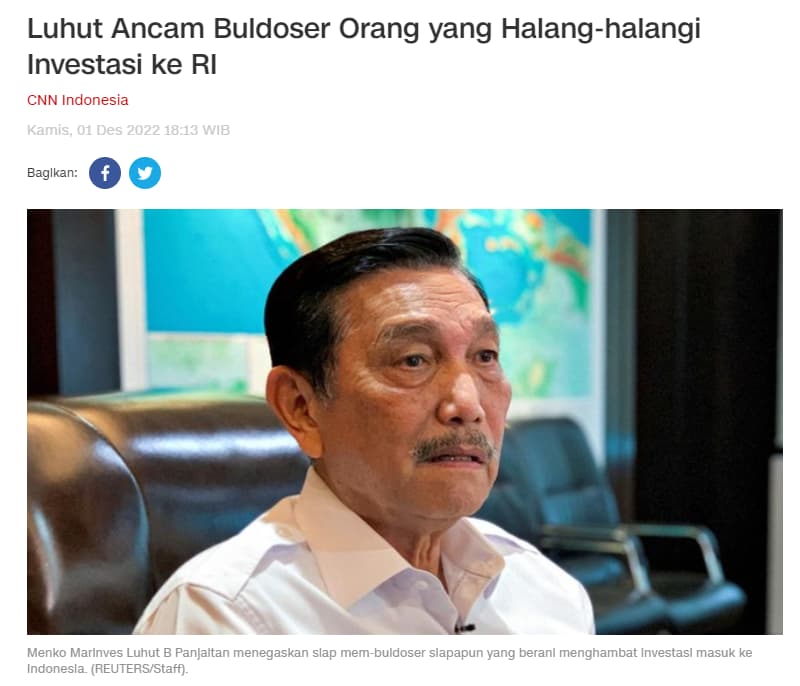 Menolak Lupa Soal Penghalang Investasi, Jokowi Ancam Copot Kapolda-Luhut Bawa Buldoser