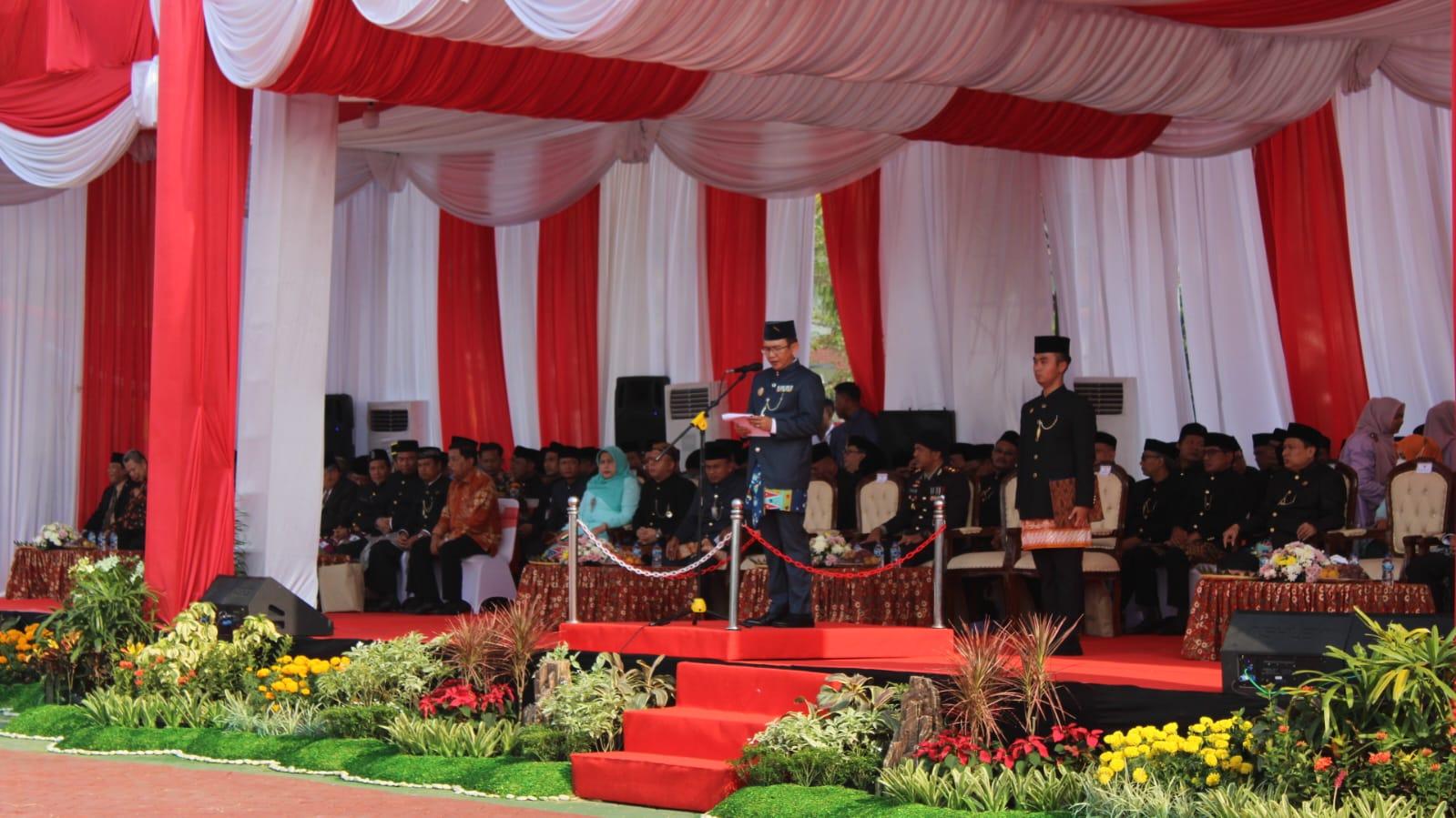 Sambutan Pj Dani Ramdan, Saat Apel Hari Jadi Kabupaten Bekasi ke-73 Tahun