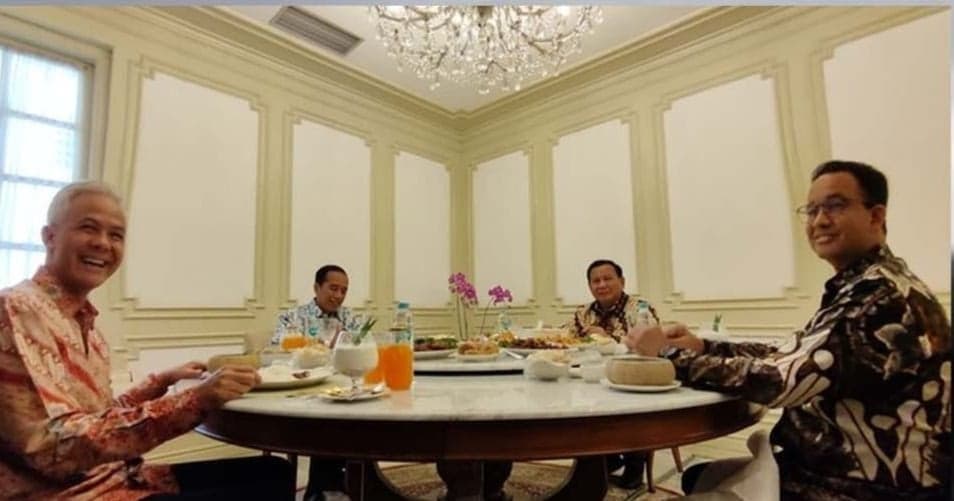 Joko Widodo makan siang bersama Anies, Ganjar dan Prabowo