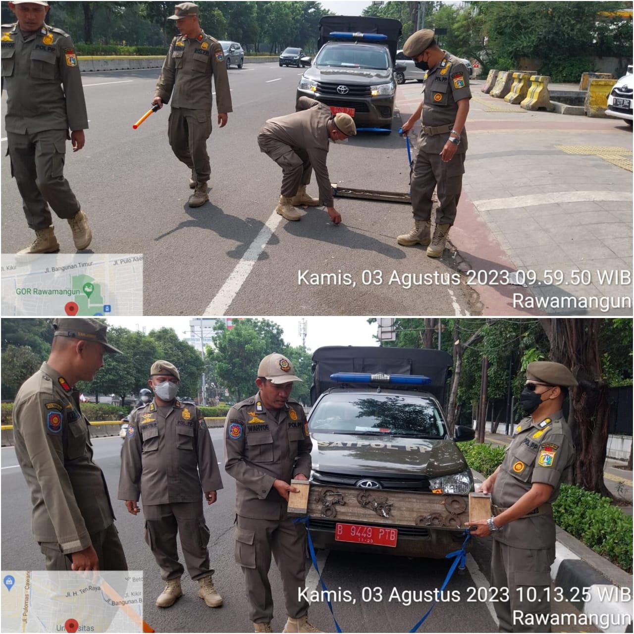 Satpol PP Sapu 2,5 Kilogram Ranjau Paku di Jaktim