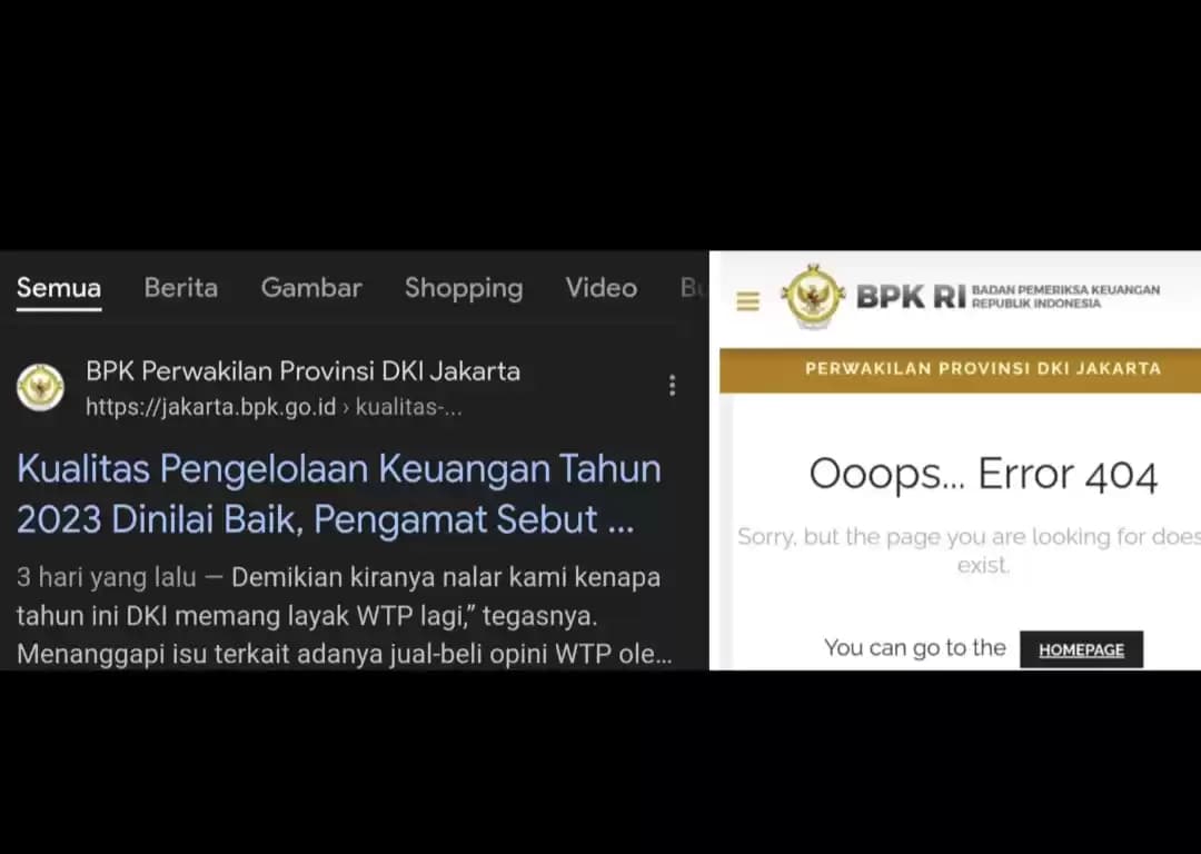 Ada Apa dengan BPK Jakarta "Take Down" Berita di Web bpk.go.id?