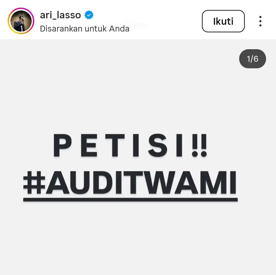Ari Lasso ajak para musisi buat petisi audit WAMI