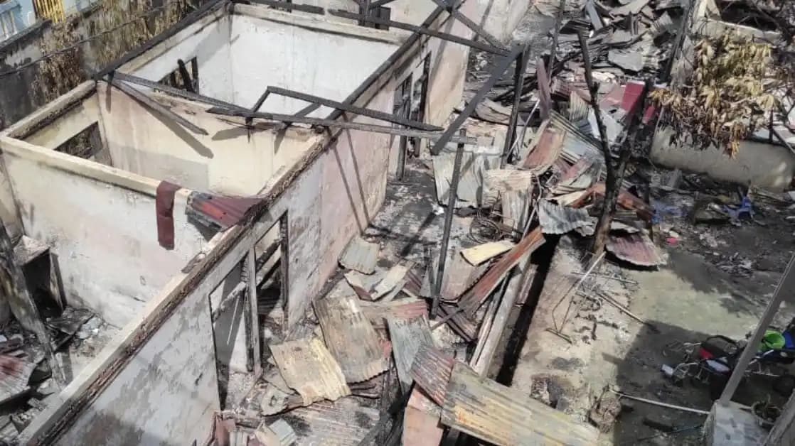 Bangunan Panti Werdha yang terbakar pada Minggu (28/12/2025)