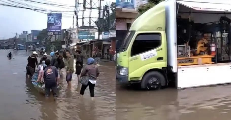 Banjir di Jalan Raya Dayeuhkolot Sudah Mulai Surut Setelah BBWS Citarum Lakukan Penyedotan