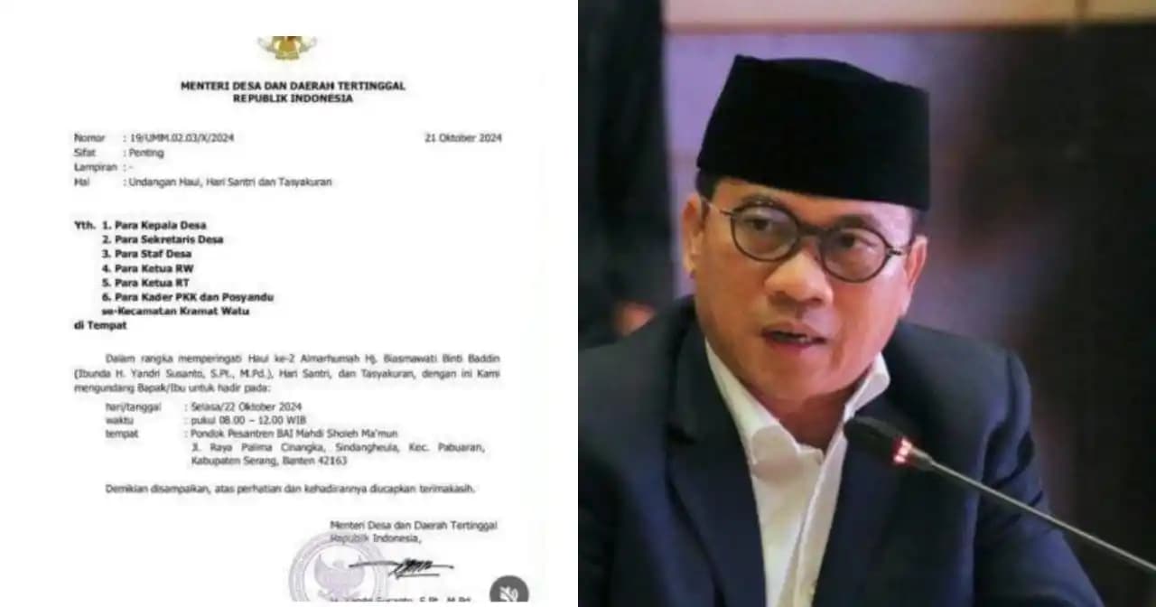 Baru Dilantik Sudah Berulah, Menteri Yandri Buat Acara Keluarga Pakai Kop Kementerian Desa dan Daerah Tertinggal