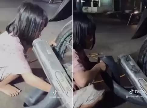 bocah perempuan tukang tambal ban
