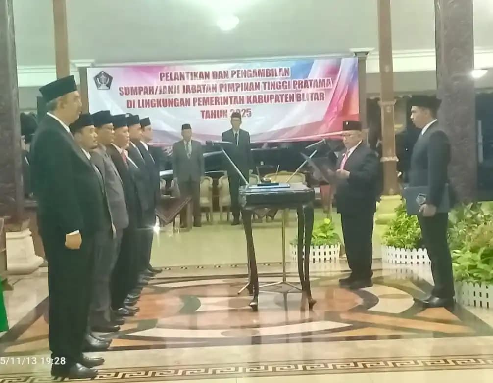 Bupati Rijanto Minta Pejabat Baru Jadi Lokomotif Perubahan Birokrasi Kabupaten Blitar